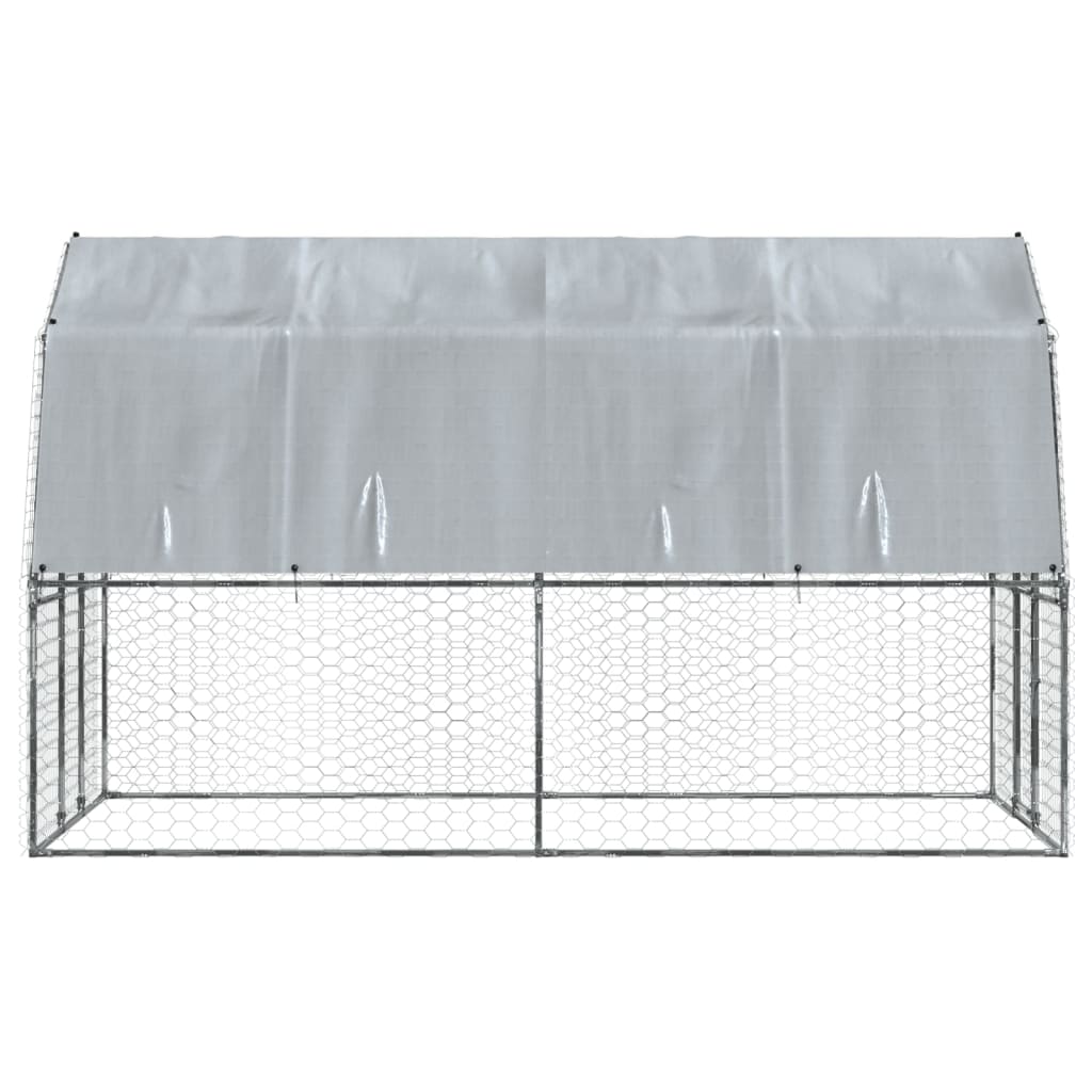 vidaXL Bird Cage with Roof and Door Silver Galvanised Steel