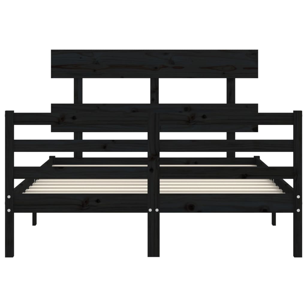 vidaXL Bed Frame without Mattress Black 120x200 cm Solid Wood