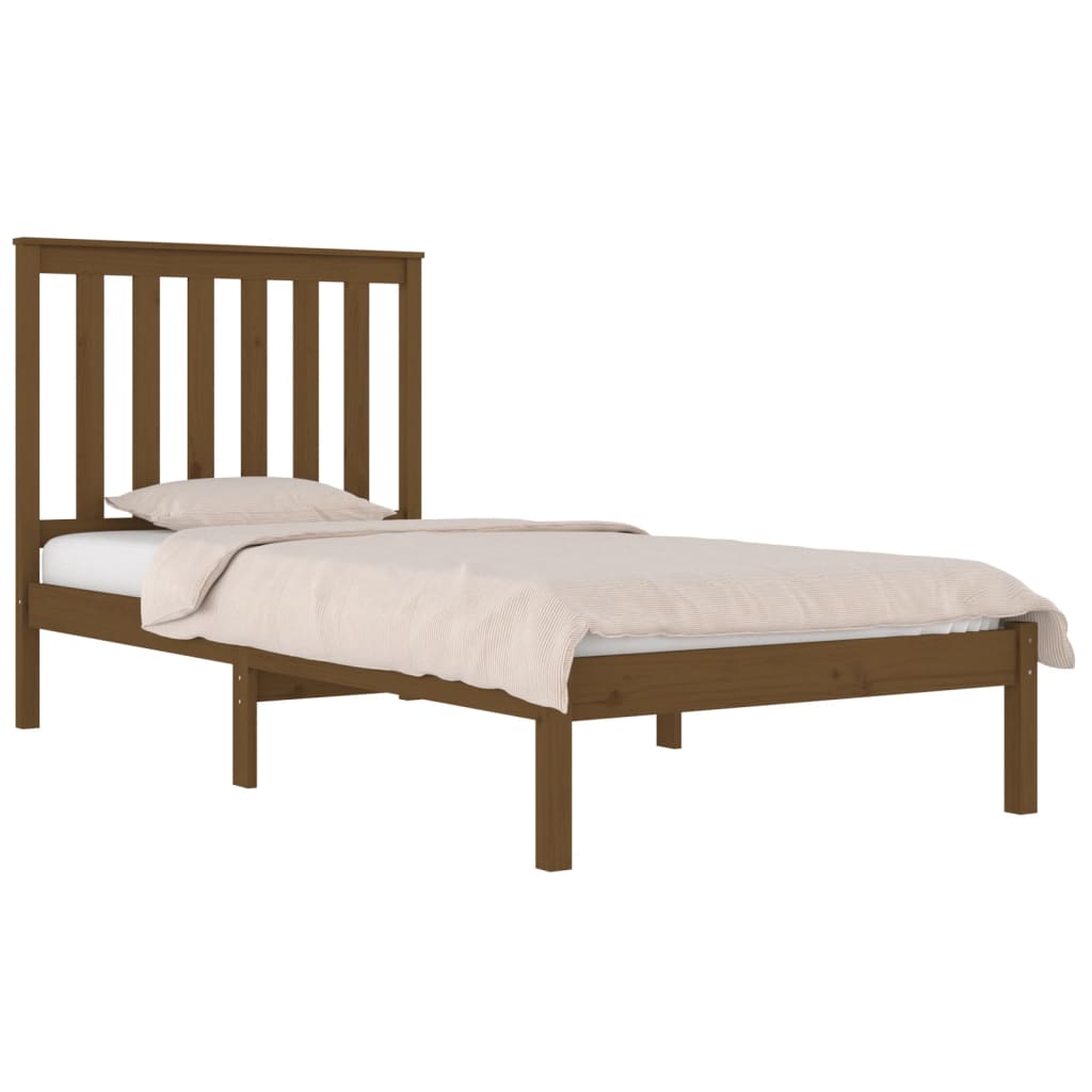 vidaXL Bed Frame without Mattress Honey Brown Solid Wood Small Single