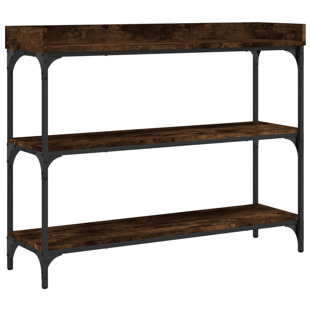 vidaXL Console Table with Shelves Smoked Oak 100x30x80 cm