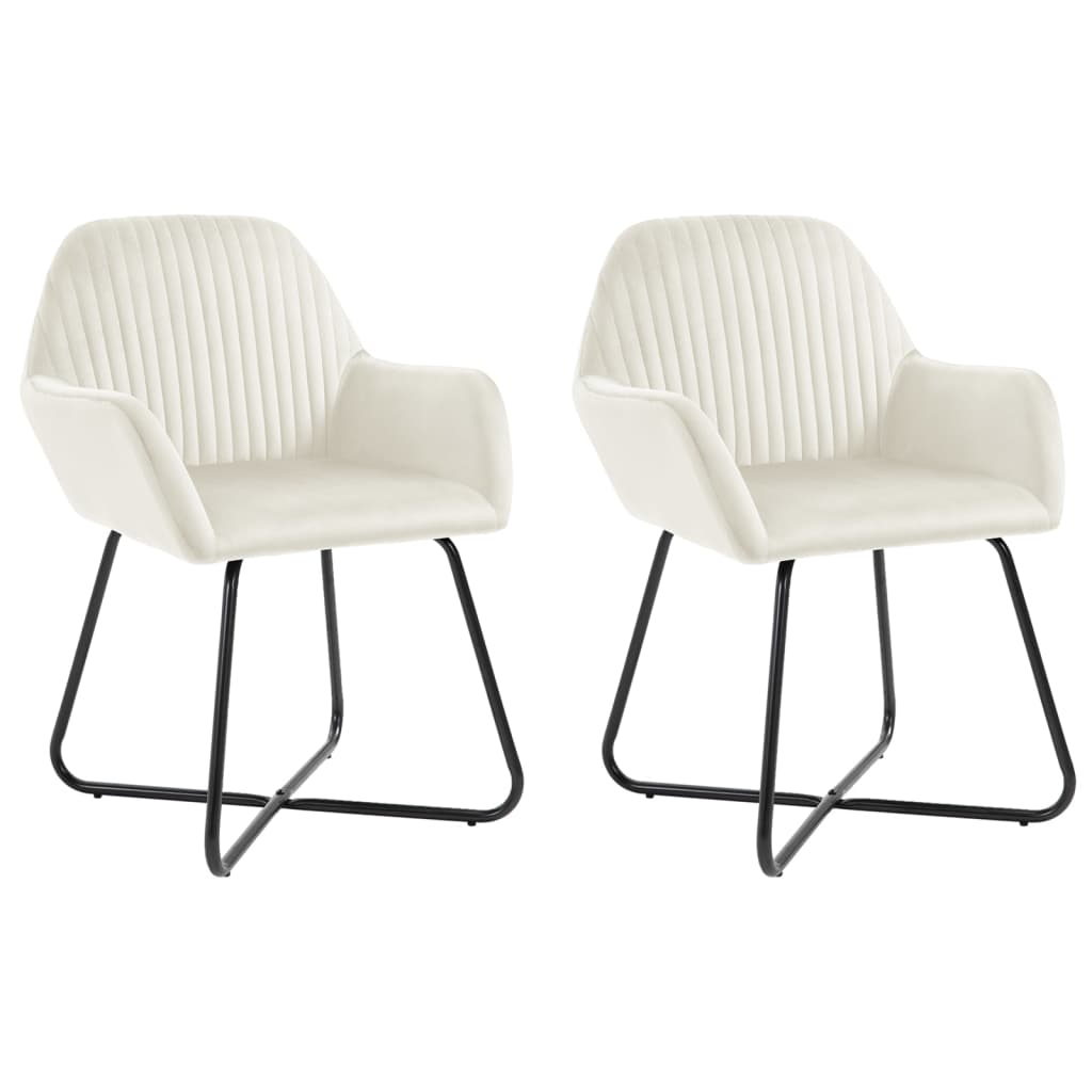 vidaXL Dining Chairs 2 pcs Cream Velvet