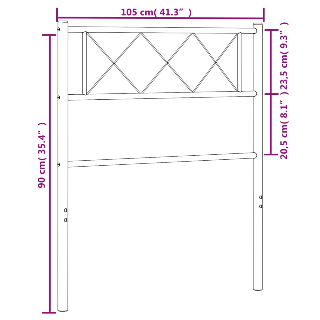 vidaXL Metal Headboard Black 100 cm