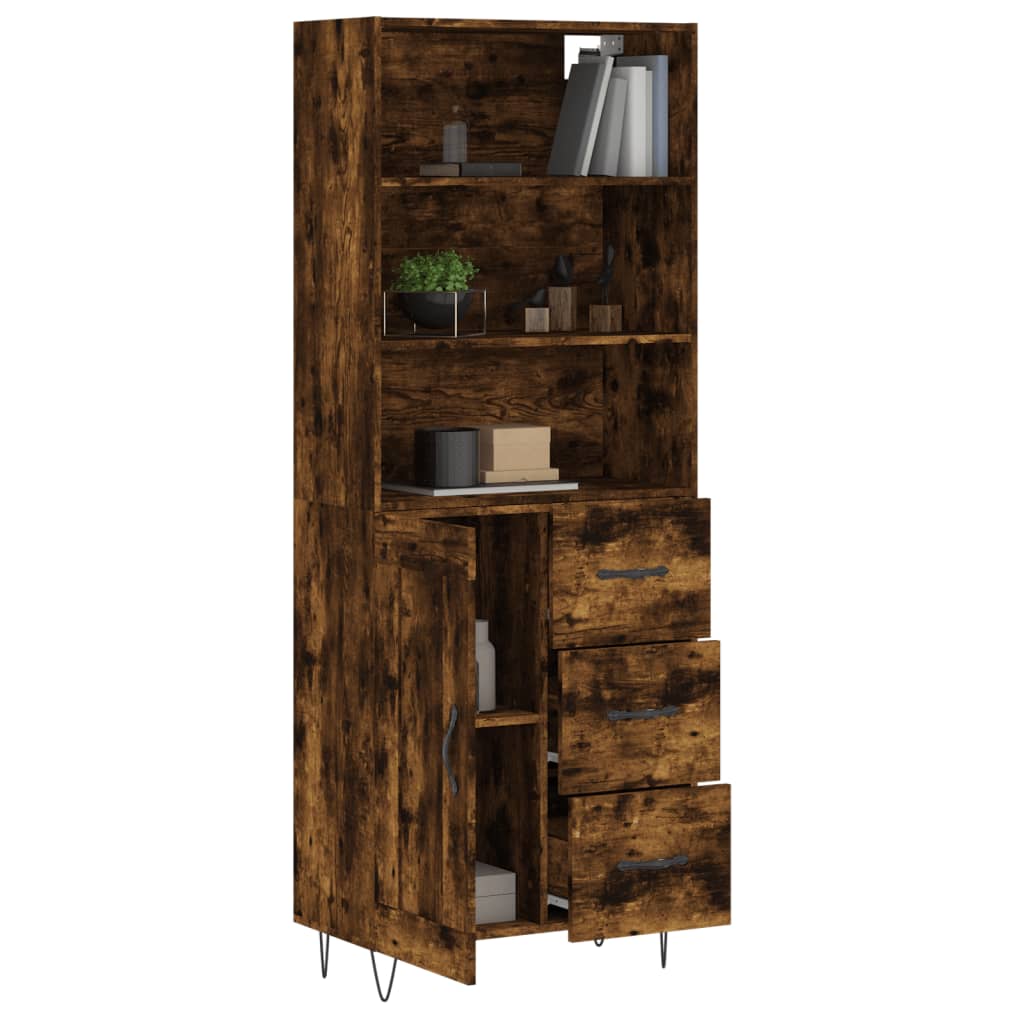 vidaXL Highboard Smoked Oak 69.5x34x180 cm Engineered Wood