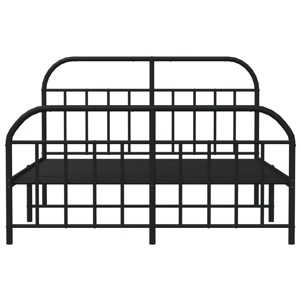 vidaXL Metal Bed Frame without Mattress with Footboard Black 160x200 cm