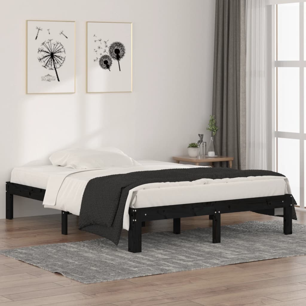 vidaXL Bed Frame without Mattress Black 135x190 cm Double