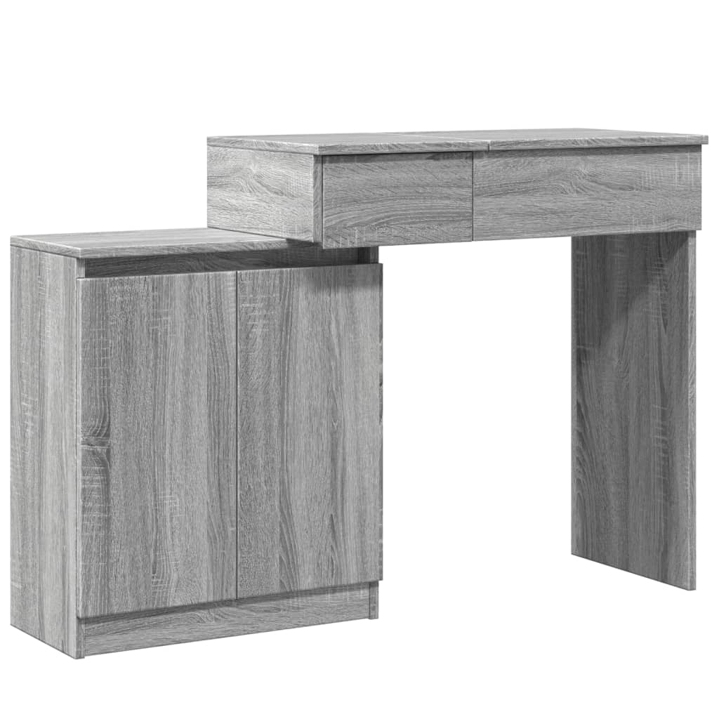 vidaXL Dressing Table with LED Grey Sonoma 115x37x110.5 cm