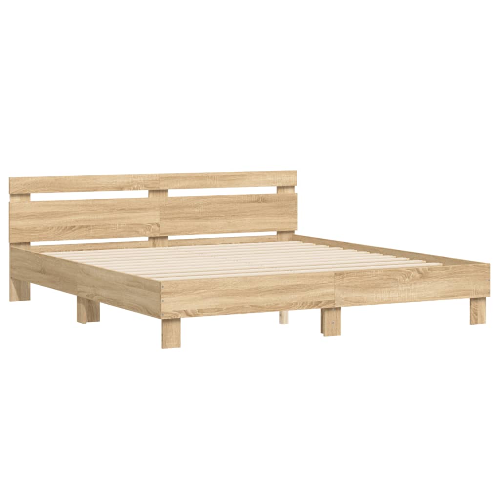 vidaXL Bed Frame with LED without Mattress Sonoma Oak 160x200 cm