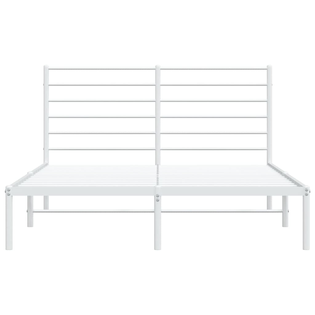 vidaXL Metal Bed Frame without Mattress with Headboard White 140x200 cm