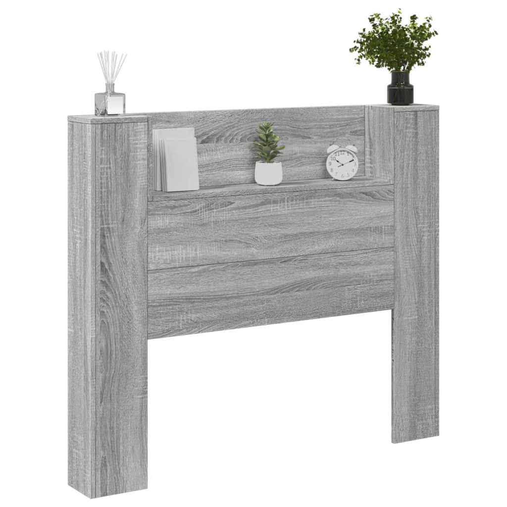 vidaXL Headboard Cabinet with LED Grey Sonoma 120x16.5x103.5 cm