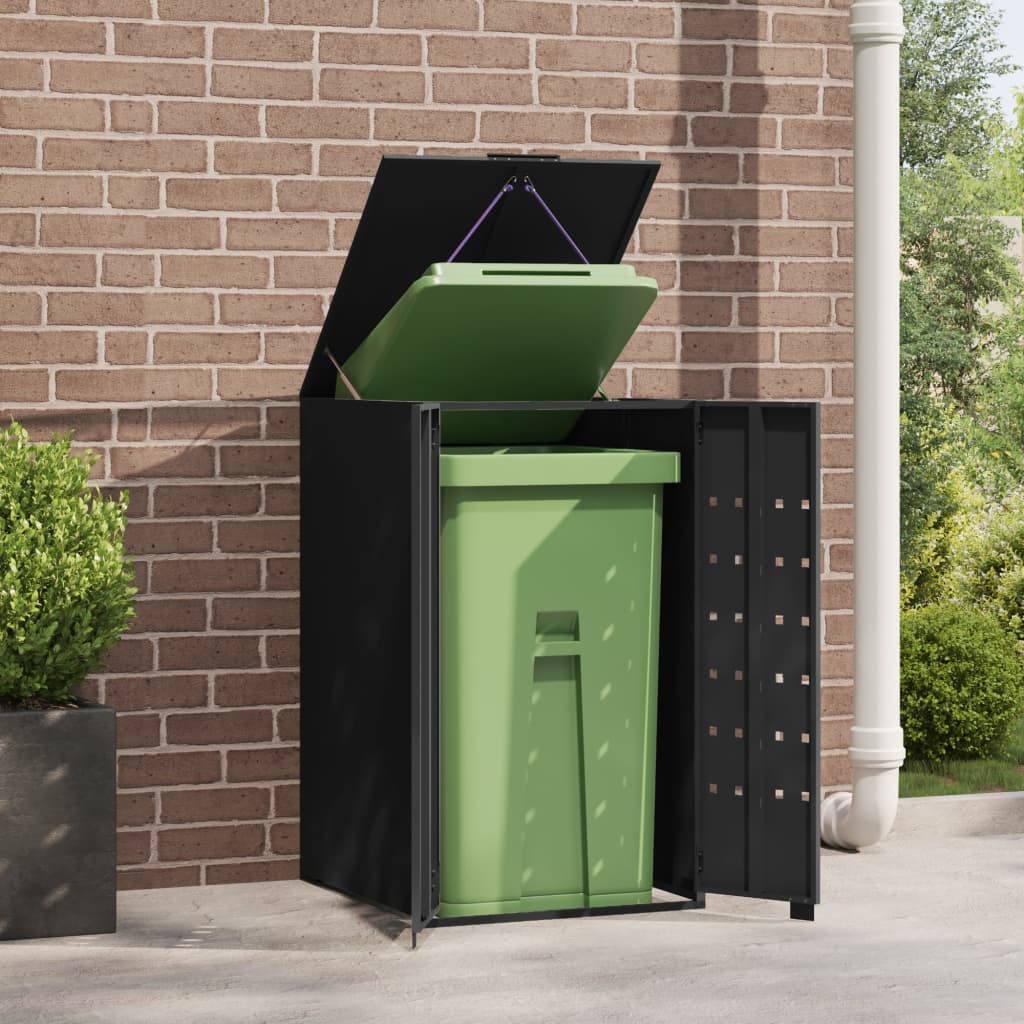 vidaXL Wheelie Bin Storage for Single Bin Black 69x79x117 cm Steel