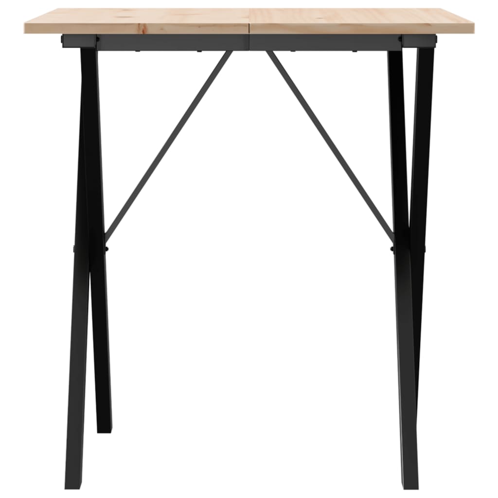 vidaXL Dining Table X-Frame 60x60x75 cm Solid Wood Pine and Cast Iron