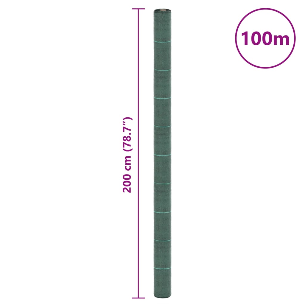 vidaXL Weed Membrane Green 2x100 m PP