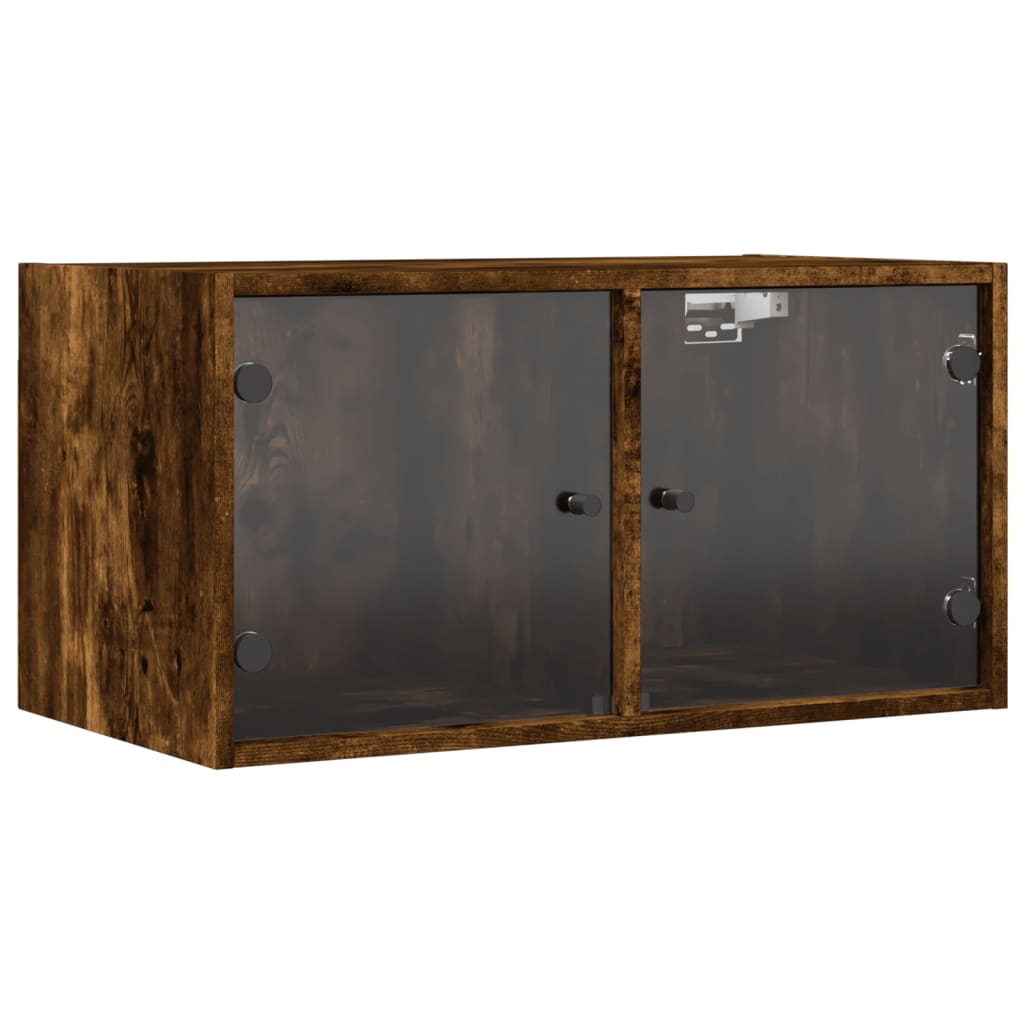 vidaXL Wall Cabinets with Glass Doors 2 pcs Smoked Oak 68.5x37x35 cm