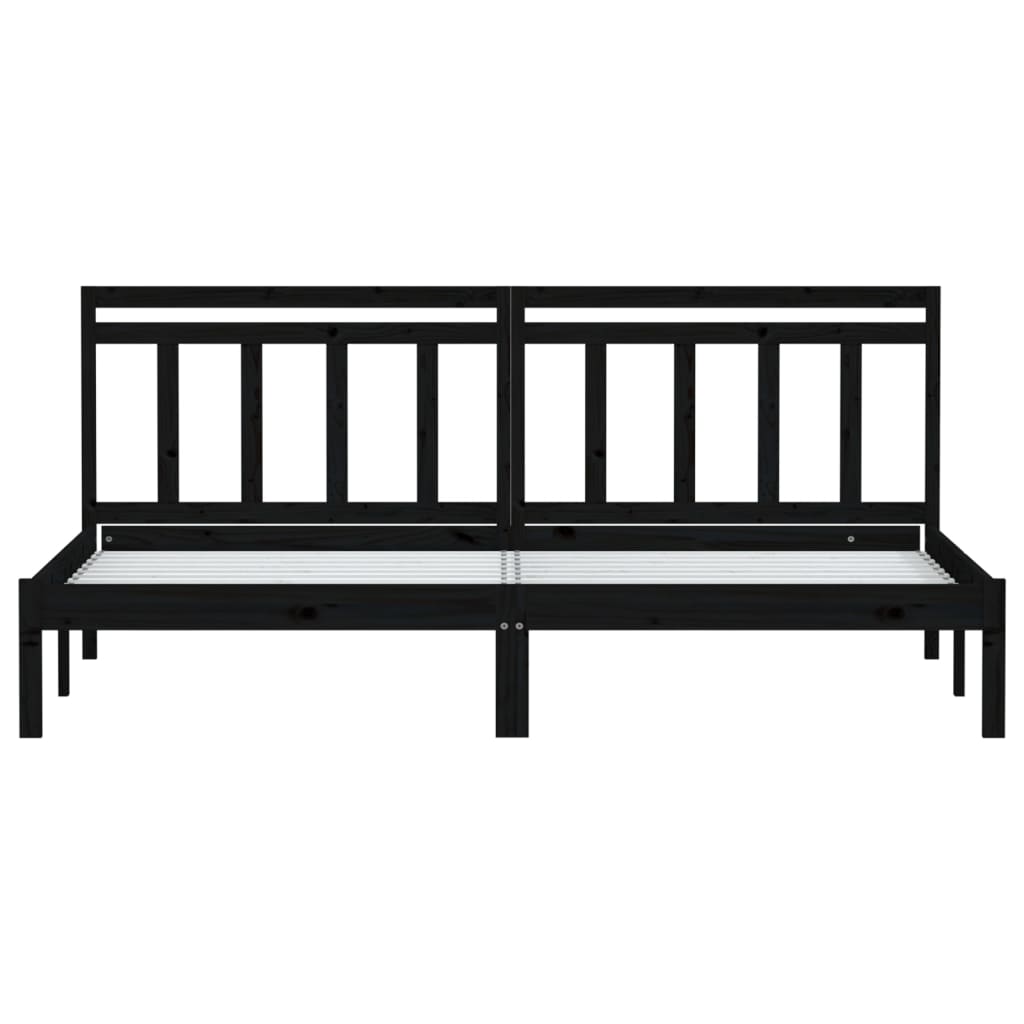 vidaXL Bed Frame without Mattress Black Solid Wood 200x200 cm (810041+814118)