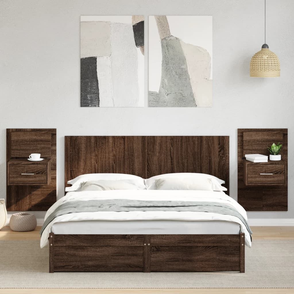 vidaXL Bed Headboard with Cabinets Brown Oak 160 cm Engineered Wood