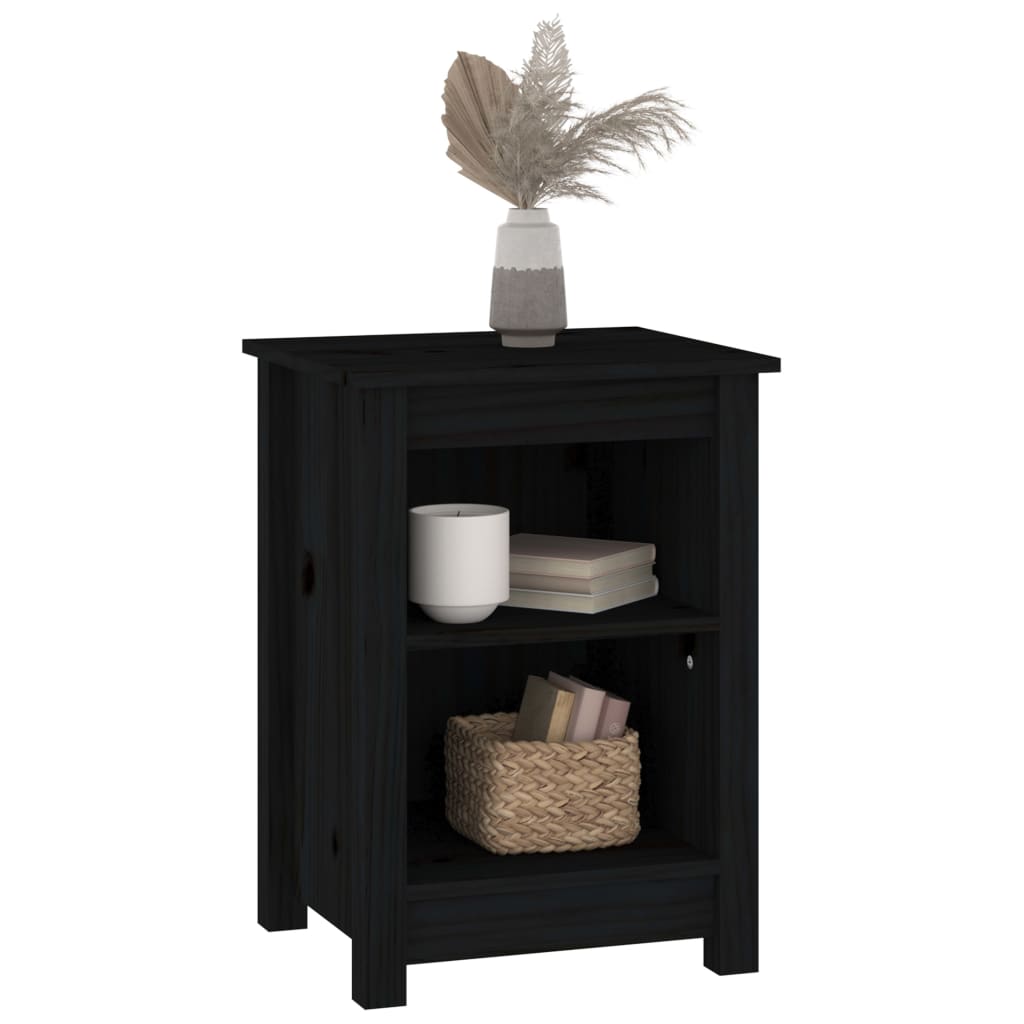 vidaXL Bedside Cabinets 2 pcs Black 40x35x55 cm Solid Wood Pine