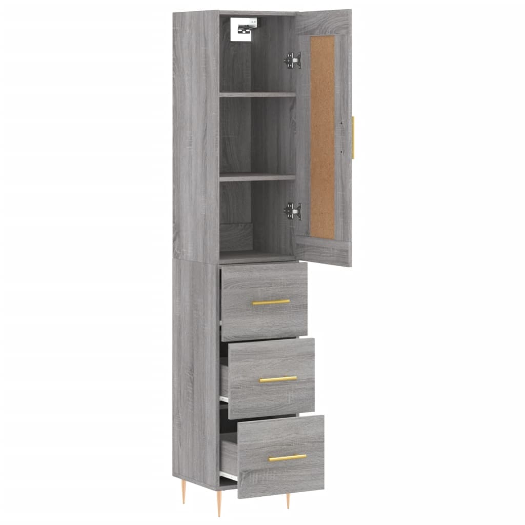 vidaXL Highboard Grey Sonoma 34.5x34x180 cm Engineered Wood