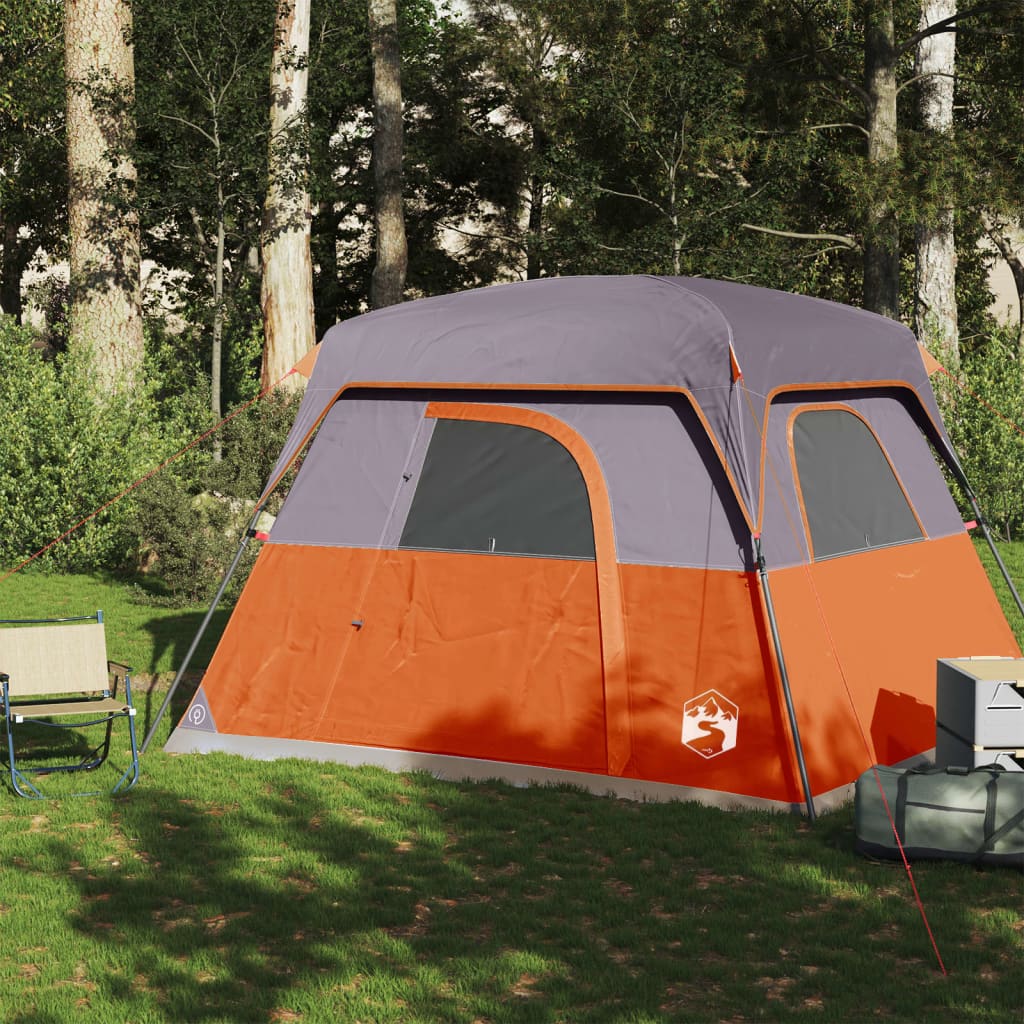 vidaXL Camping Tent Cabin 4-Person Orange Waterproof