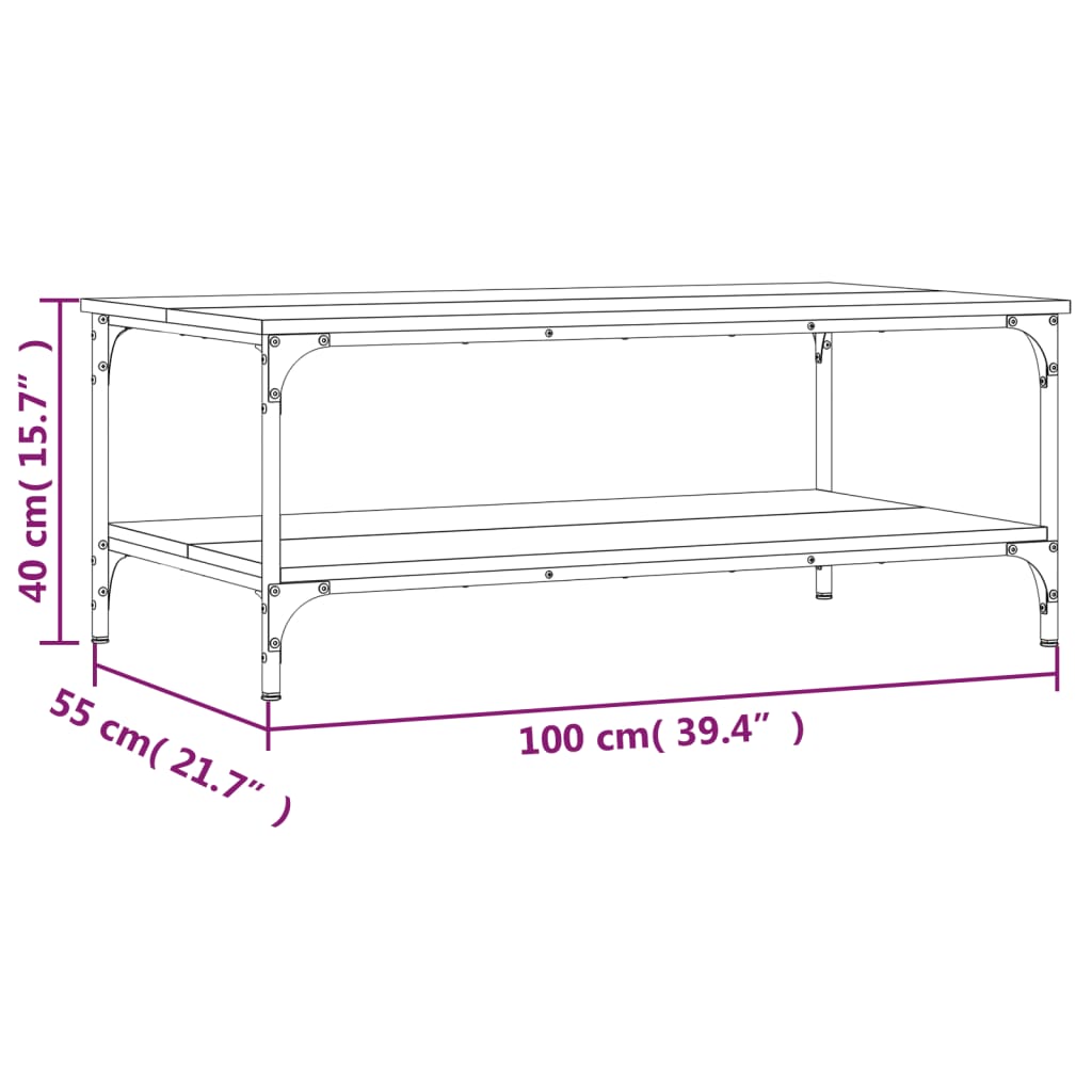 vidaXL Coffee Table Smoked Oak 100x55x40 cm Engineered Wood