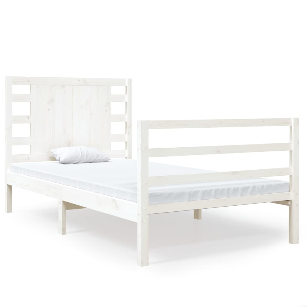 vidaXL Bed Frame without Mattress White 90x190 cm Single Solid Wood Pine