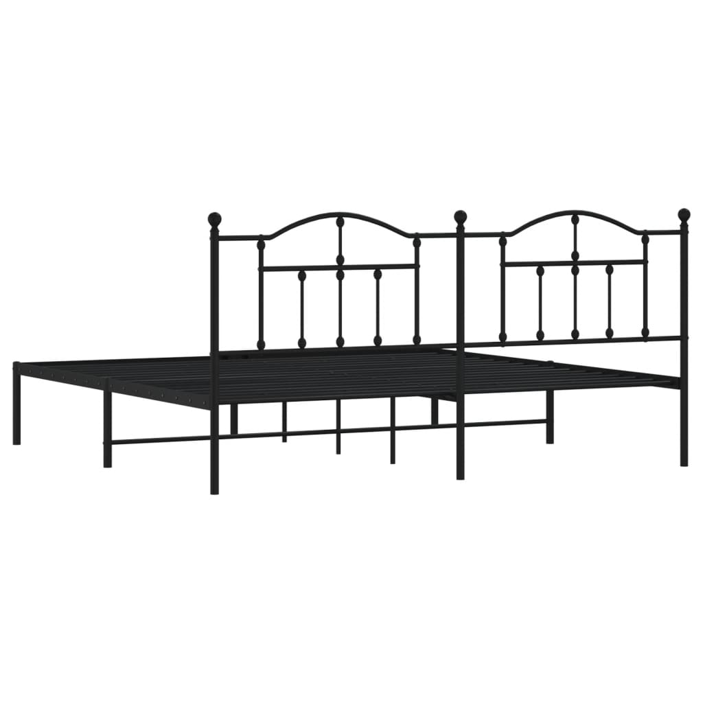 vidaXL Metal Bed Frame without Mattress with Headboard Black 193x203 cm