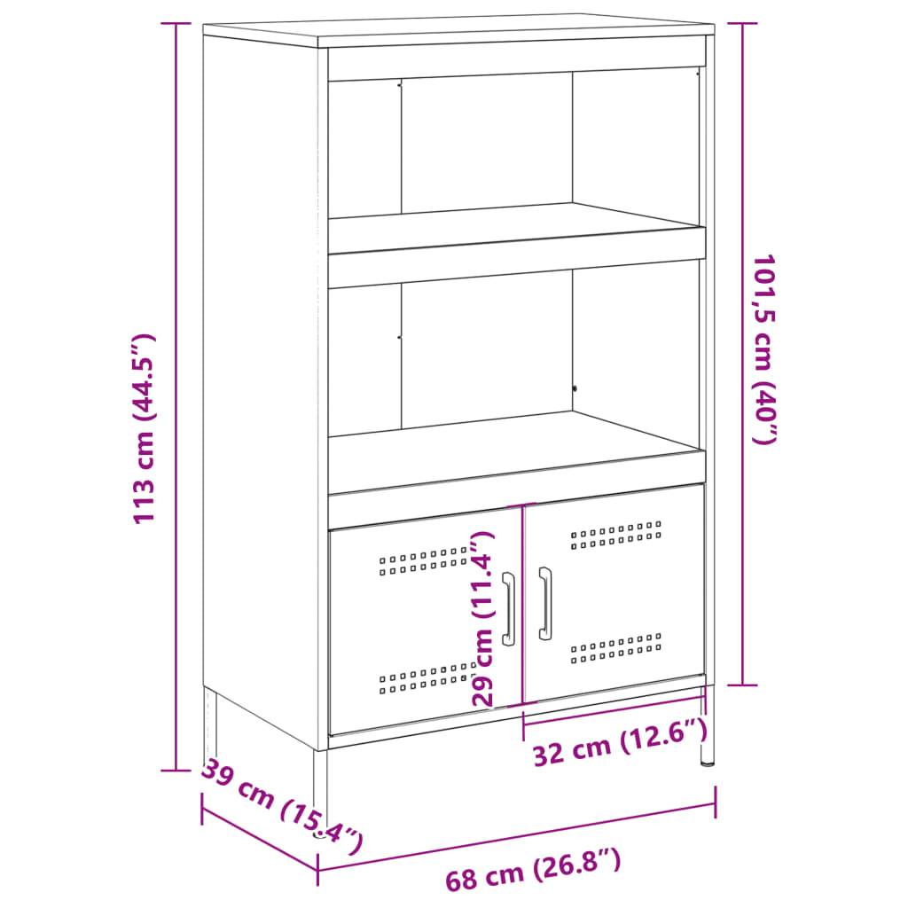 vidaXL Highboard Anthracite 68x39x113 cm Steel