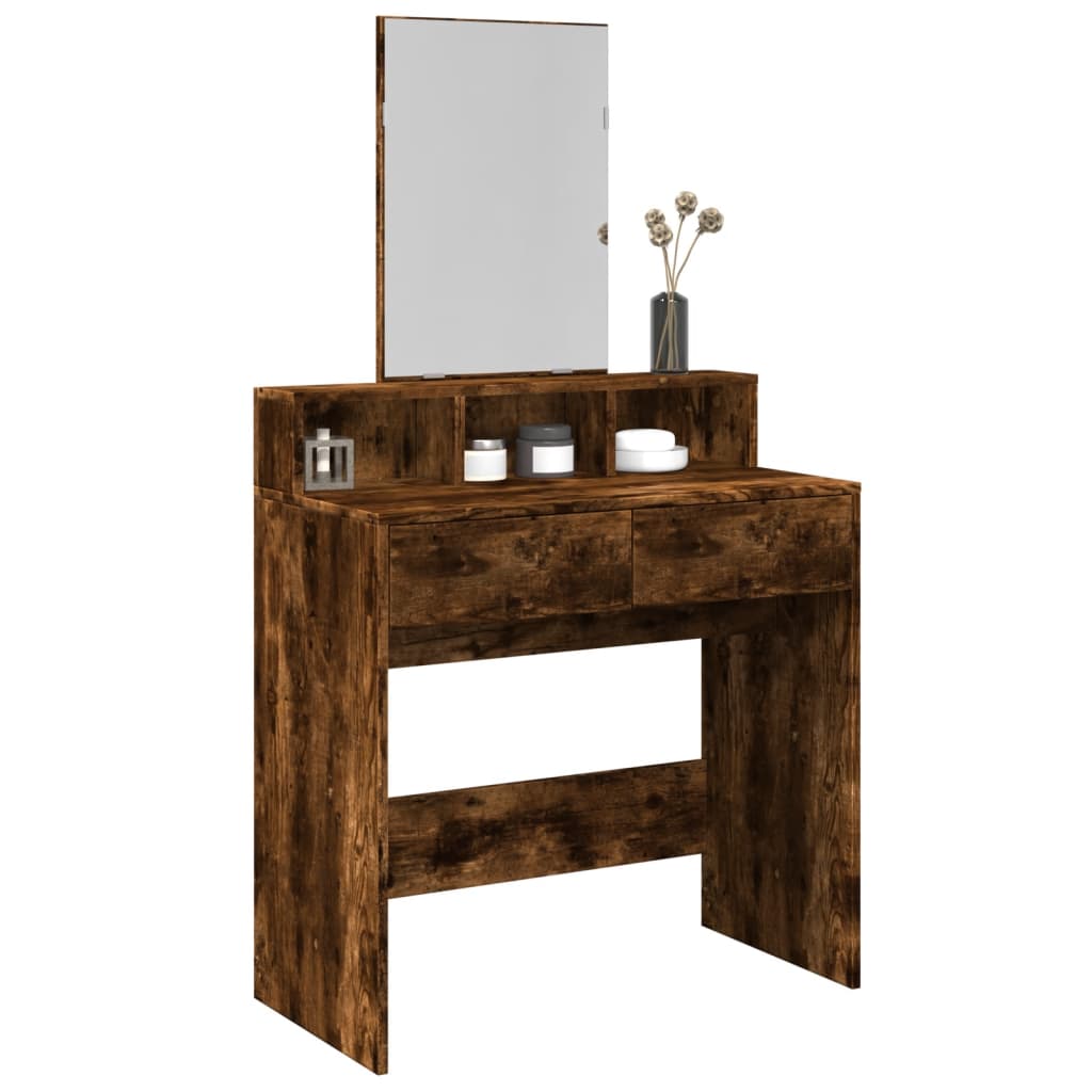 vidaXL Dressing Table with Mirror Smoked Oak 80x41x144.5 cm