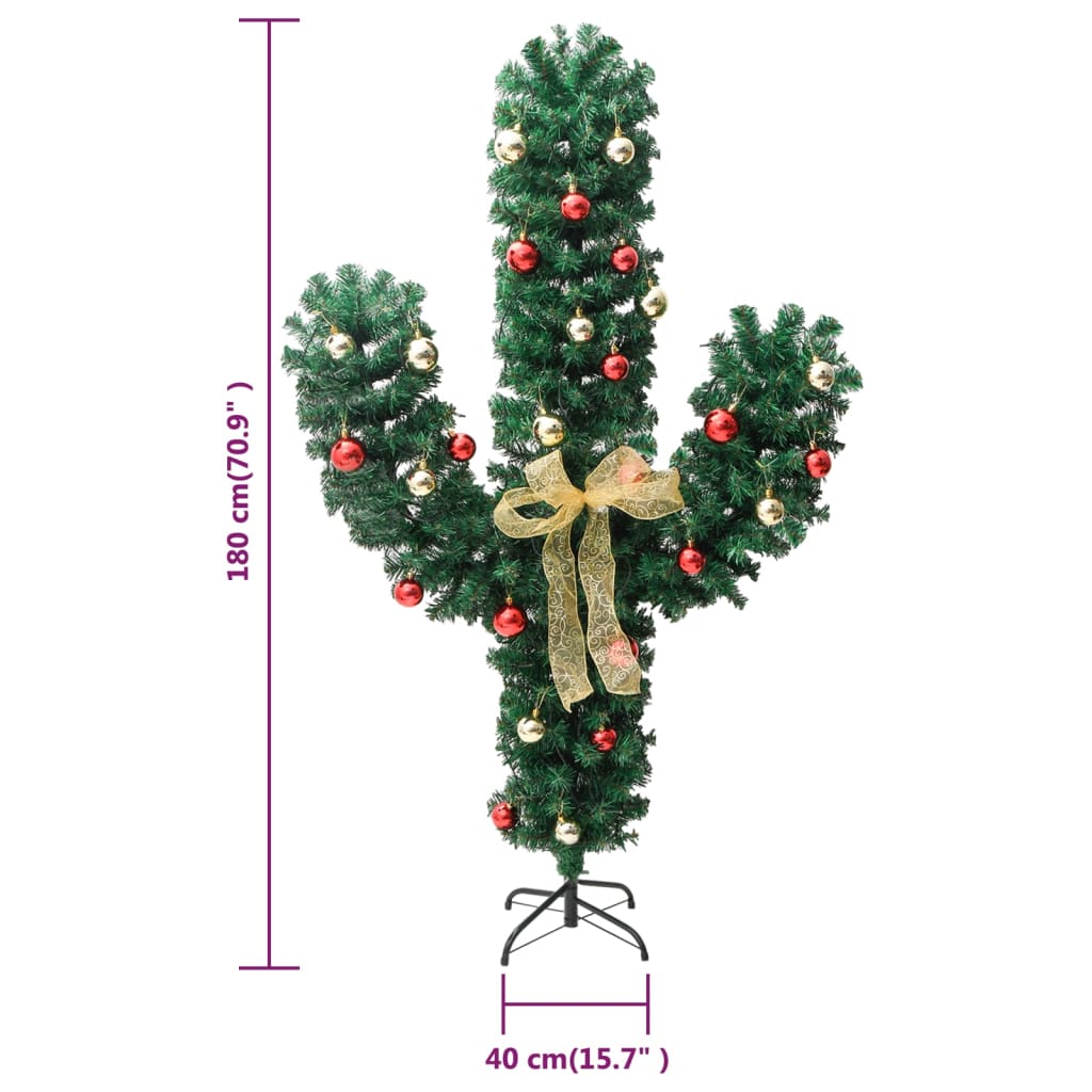 vidaXL Christmas Cactus with Stand and LED Green 180 cm PVC