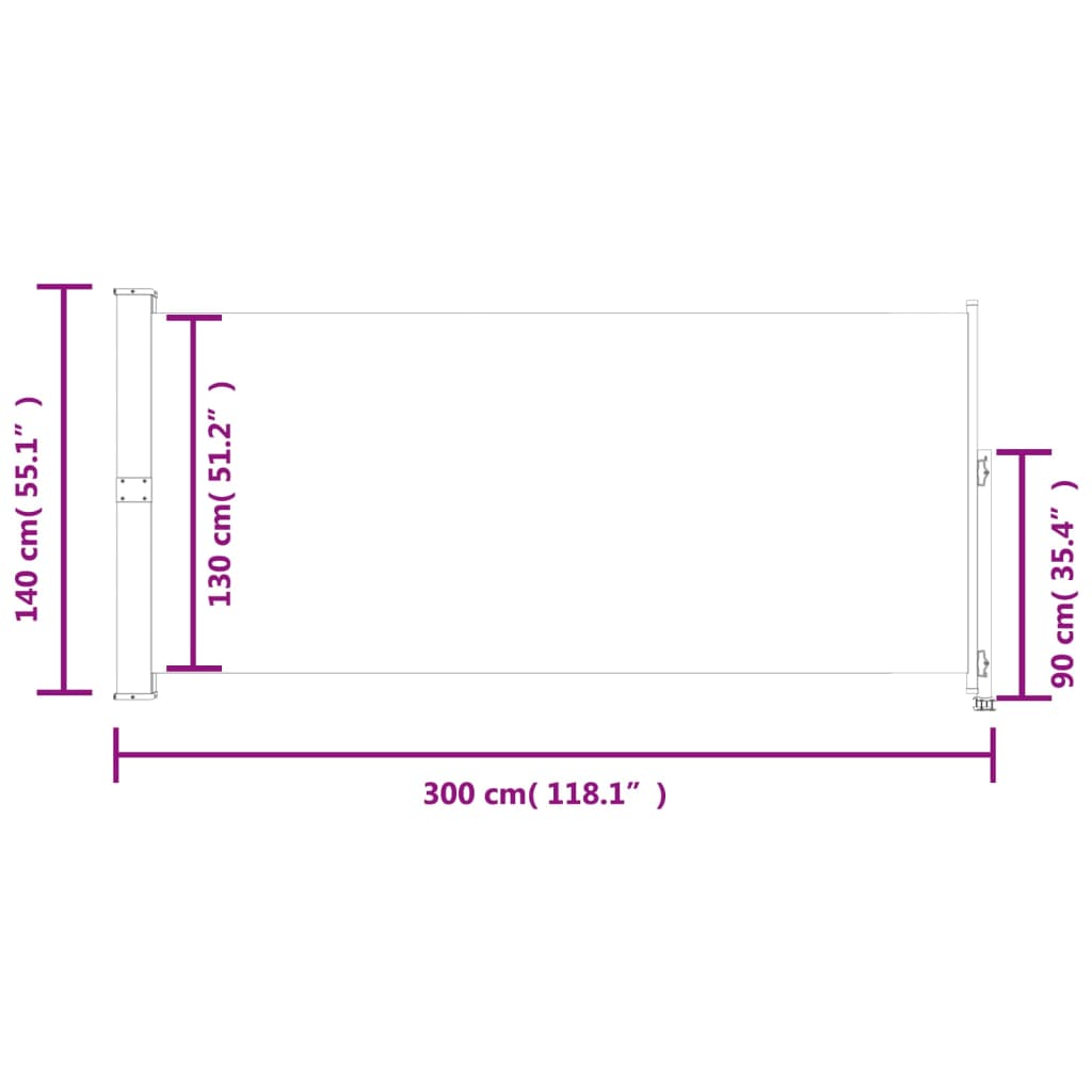 vidaXL Patio Retractable Side Awning 140x300 cm Blue