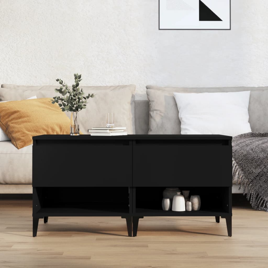 vidaXL Side Tables 2 pcs Black 50x46x50 cm Engineered Wood