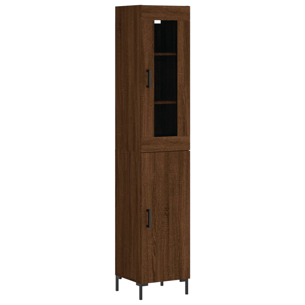 vidaXL Highboard Brown Oak 34.5x34x180 cm Engineered Wood