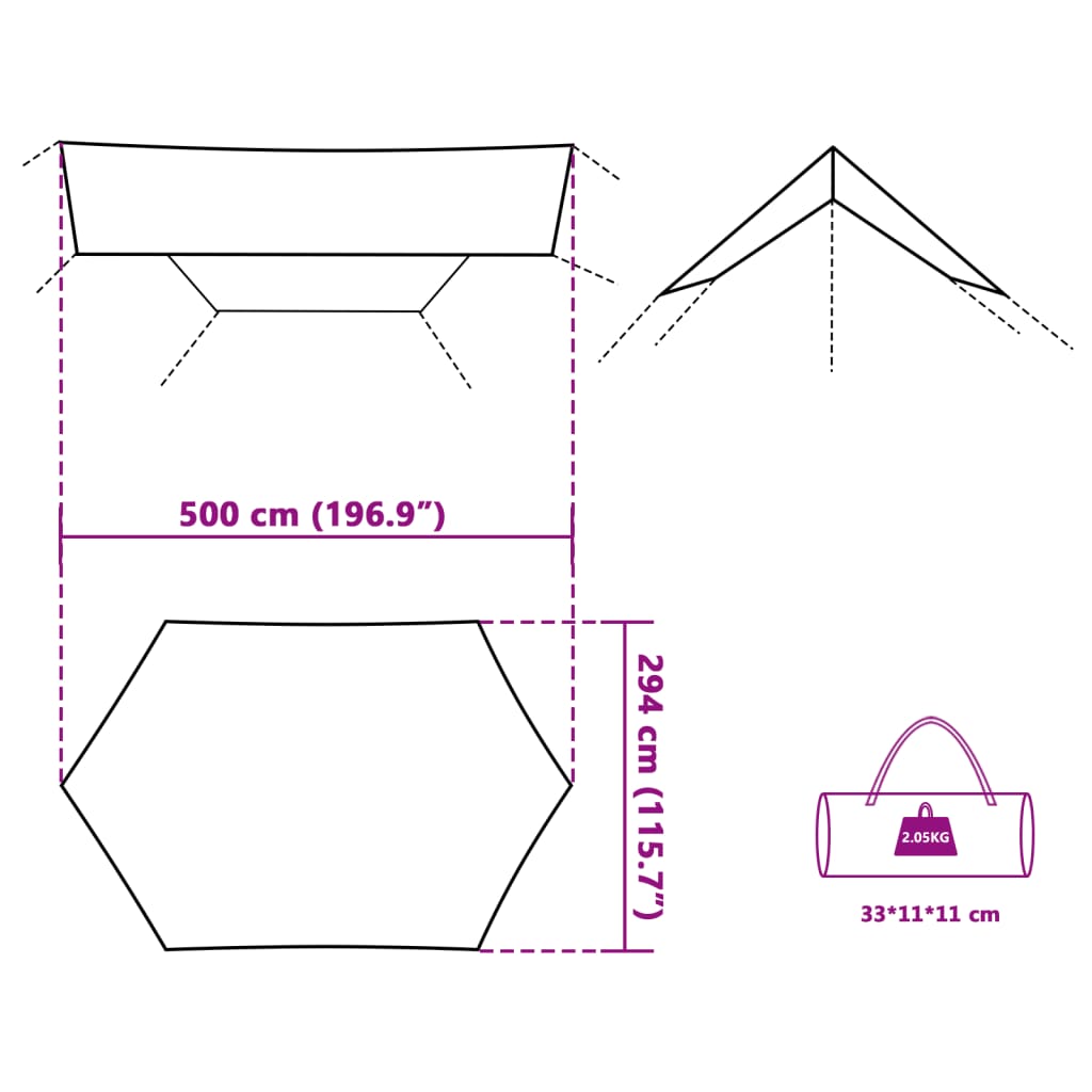 vidaXL Camping Tarp Grey and Orange 500x294 cm Waterproof