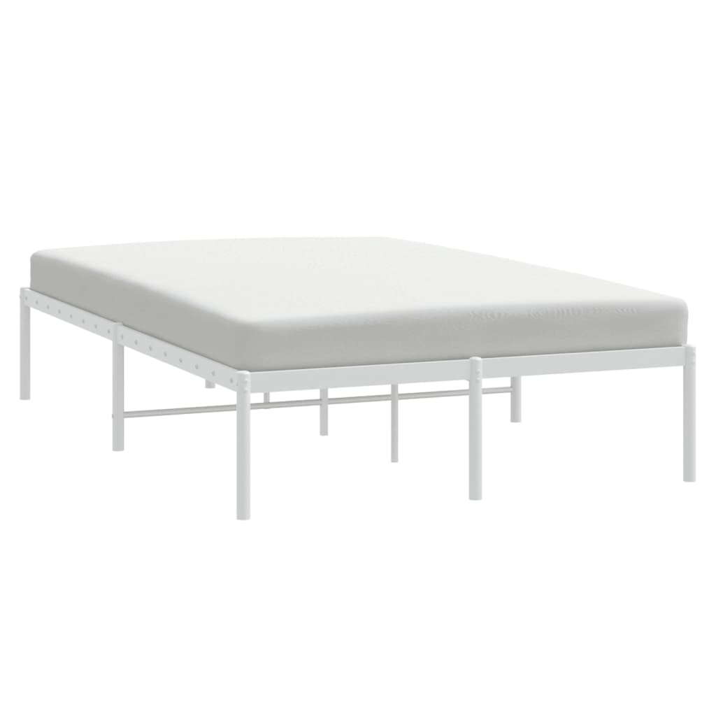 vidaXL Metal Bed Frame without Mattress White 135x190 cm Double