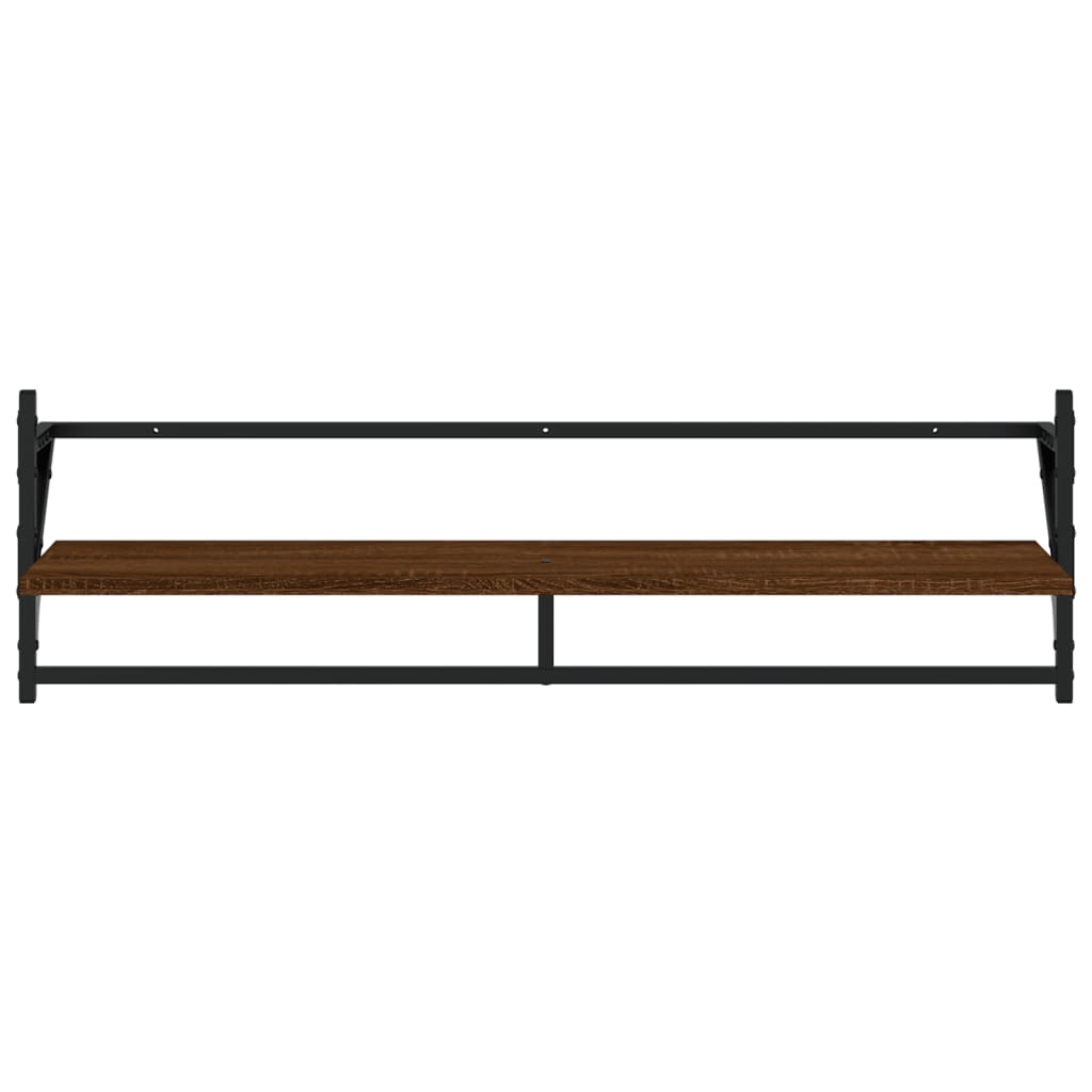 vidaXL Wall Shelves with Bars 2 pcs Brown Oak 100x25x30 cm