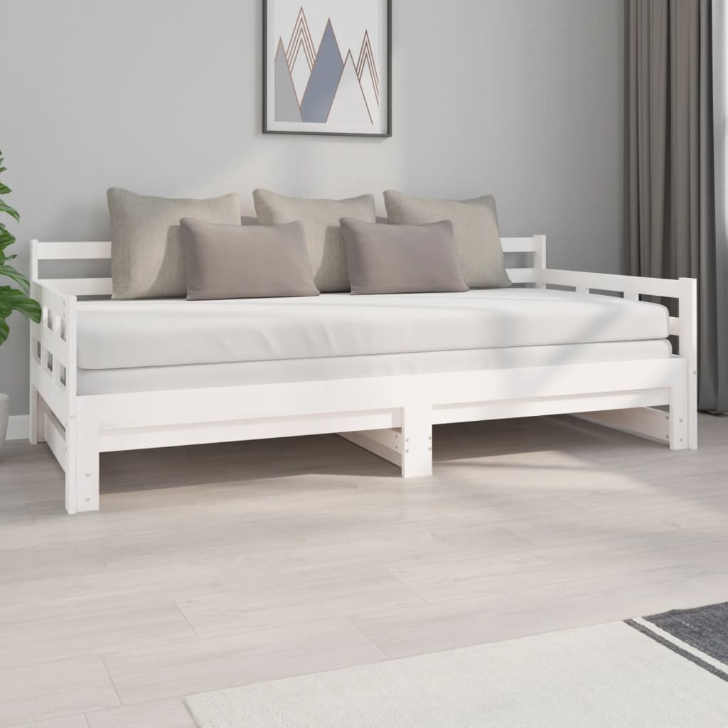 vidaXL Pull-out Day Bed without Mattress White 2x(90x200) cm