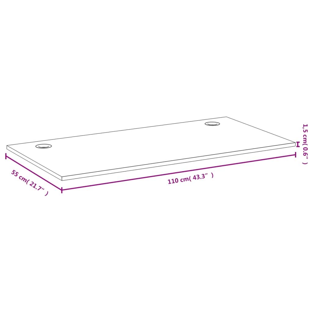 vidaXL Desk Top 110x55x1.5 cm Bamboo