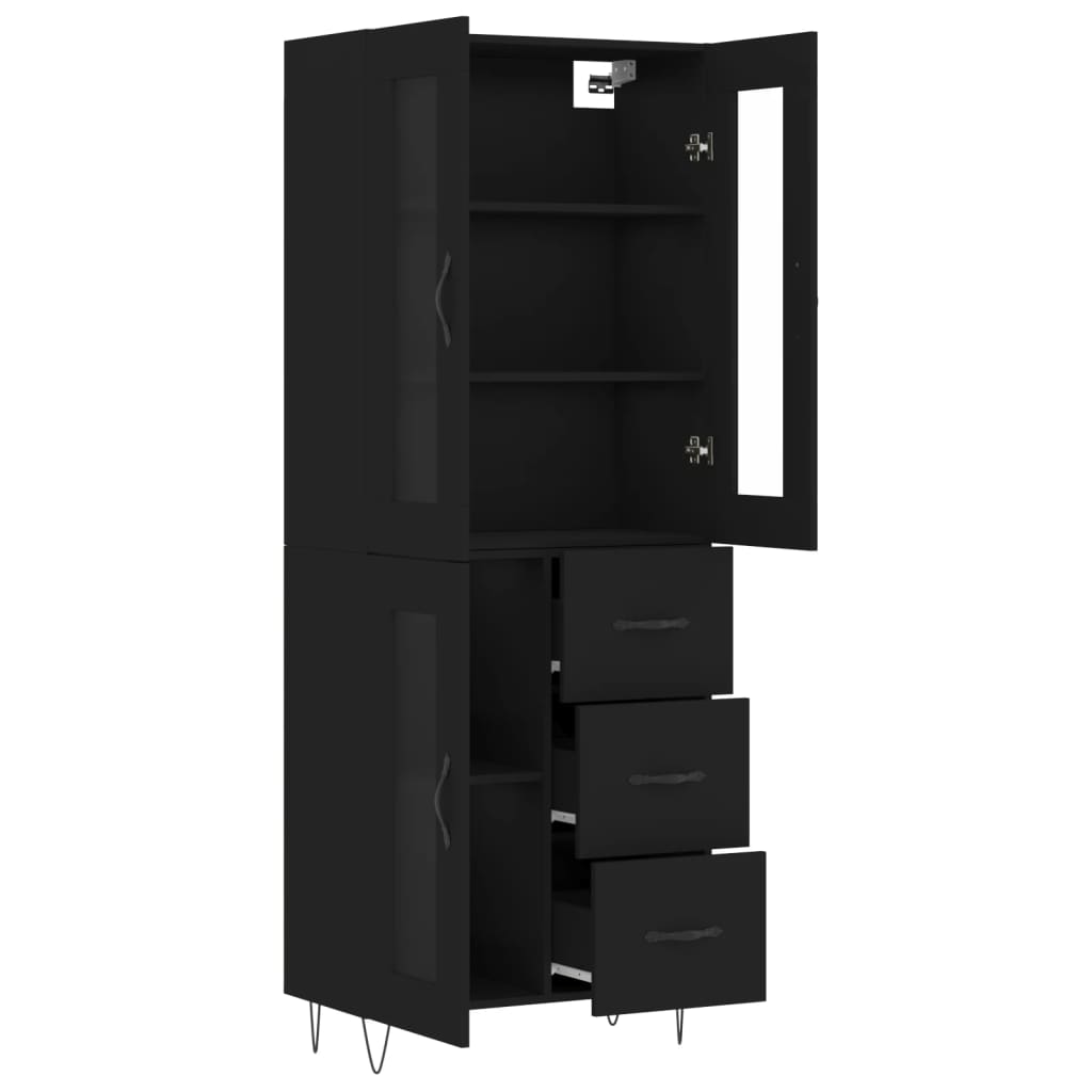 vidaXL Highboard Black 69.5x34x180 cm Engineered Wood