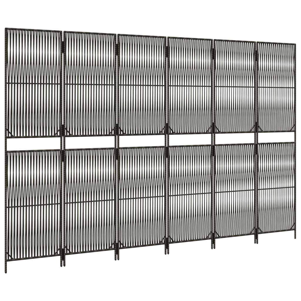 vidaXL Room Divider 6 Panels Grey Poly Rattan