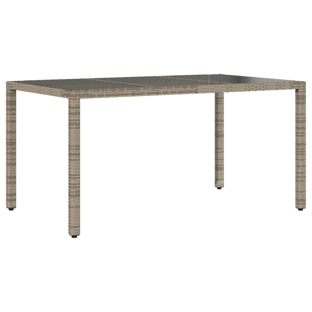 vidaXL Garden Table with Glass Top Grey 150x90x75 cm Poly Rattan