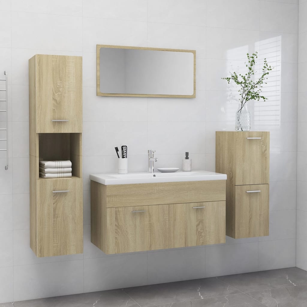 vidaXL Bathroom Furniture Set Sonoma Oak Engineered Wood