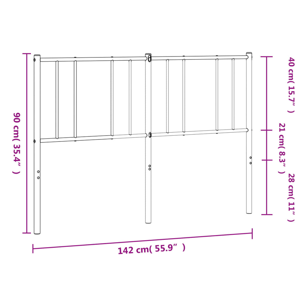 vidaXL Metal Headboard White 135 cm