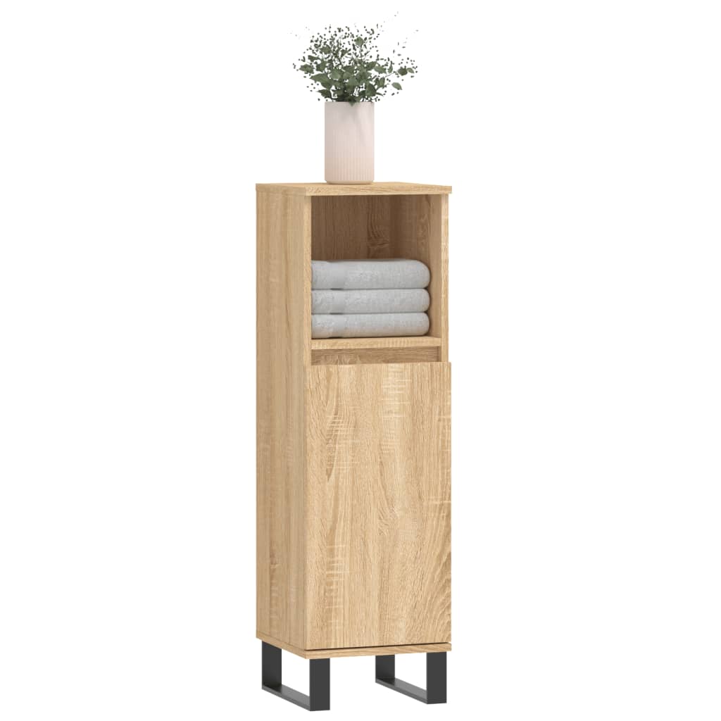 vidaXL Bathroom Cabinet Sonoma Oak 30x30x100 cm Engineered Wood