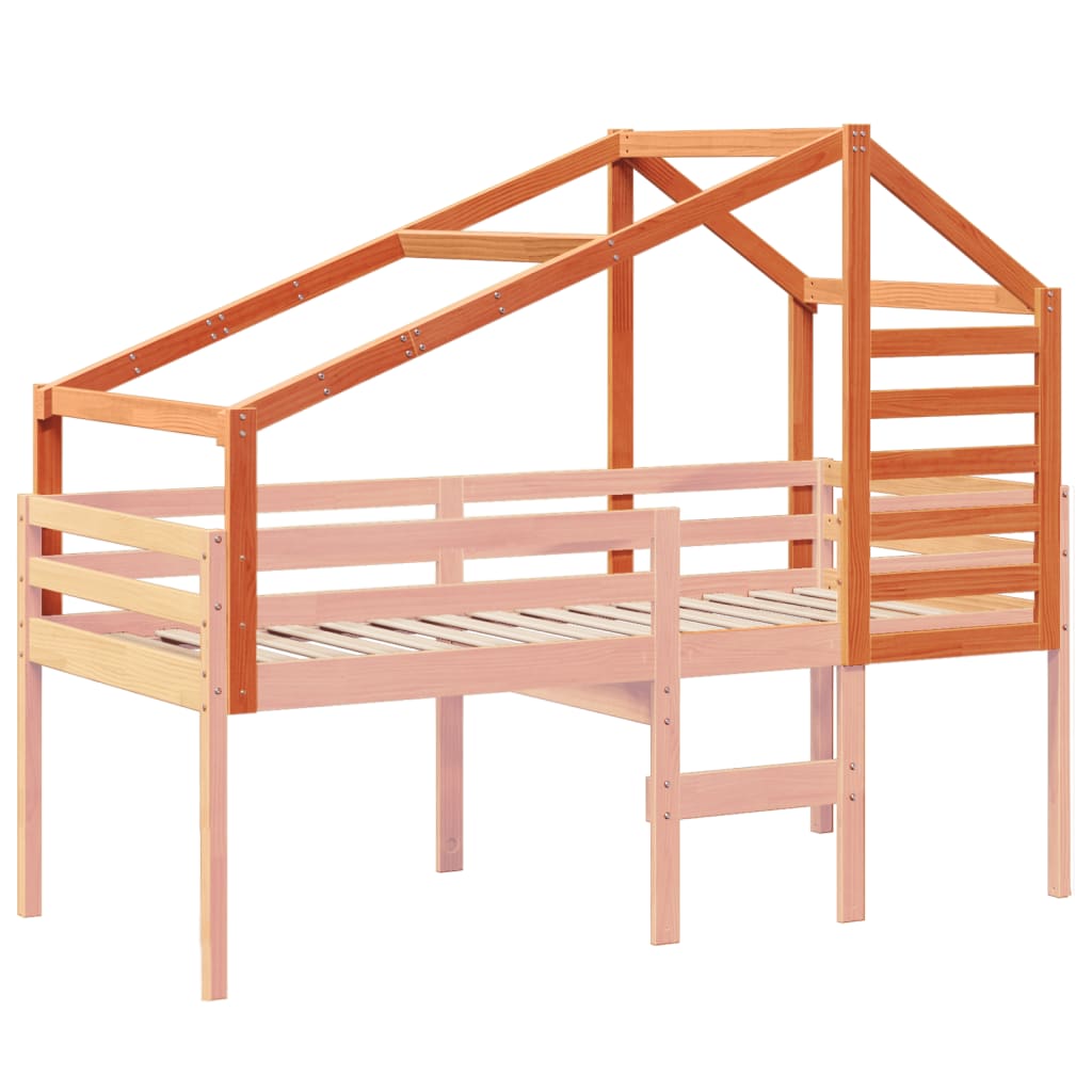 vidaXL Kids' Bed Roof Wax Brown 188x82x113 cm Solid Wood Pine