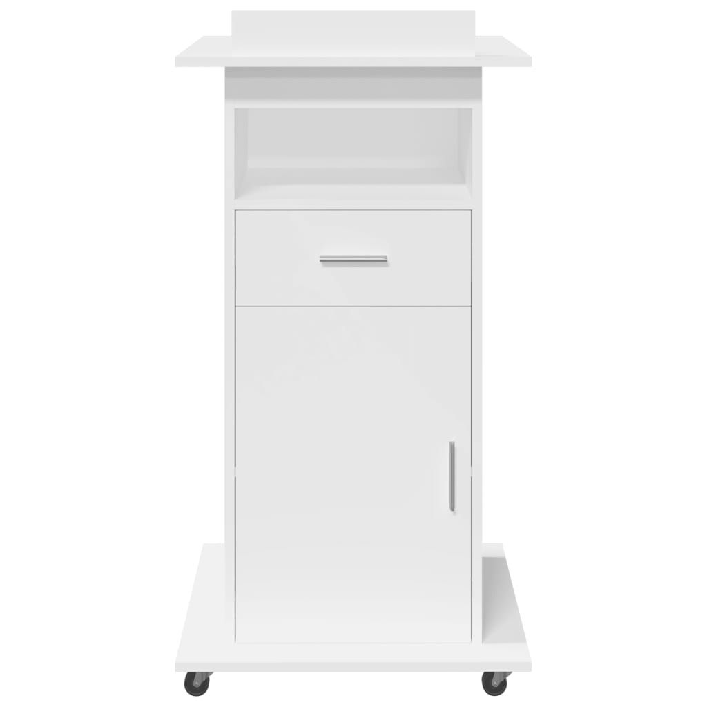 vidaXL Lectern with Wheels & Drawer White 55x55x107 cm Engineered Wood