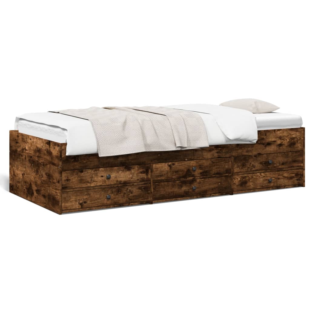 vidaXL Daybed with Drawers without Mattress Smoked Oak 75x190 cm Small Single