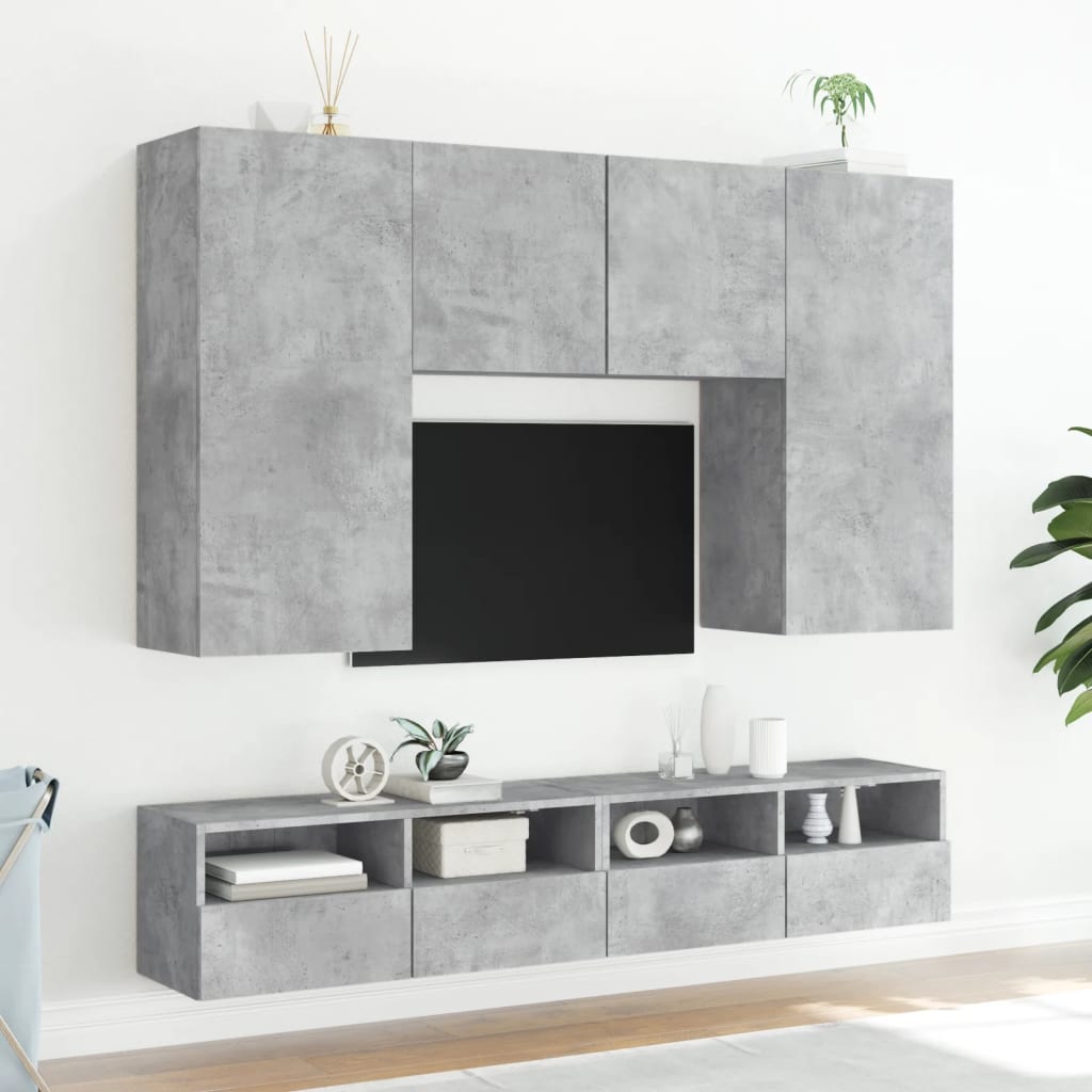 vidaXL TV Wall Cabinets 2 pcs Concrete Grey 100x30x30 cm Engineered Wood