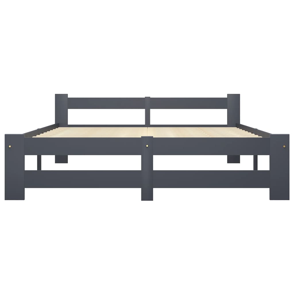 vidaXL Bed Frame without Mattress Dark Grey Solid Pine Wood 120x200 cm