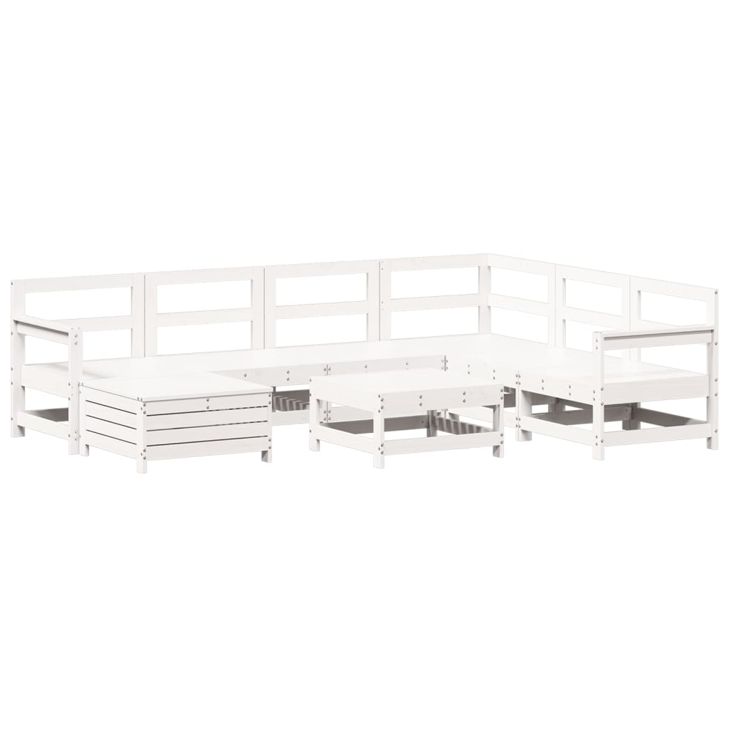 vidaXL 8 Piece Garden Sofa Set White Solid Wood Pine