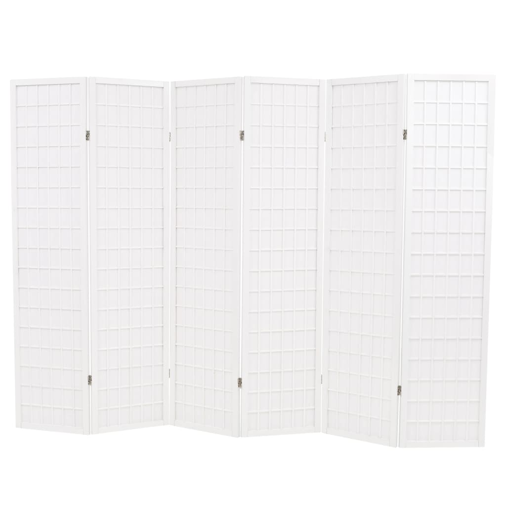 vidaXL Folding 6-Panel Room Divider Japanese Style 240x170 cm White