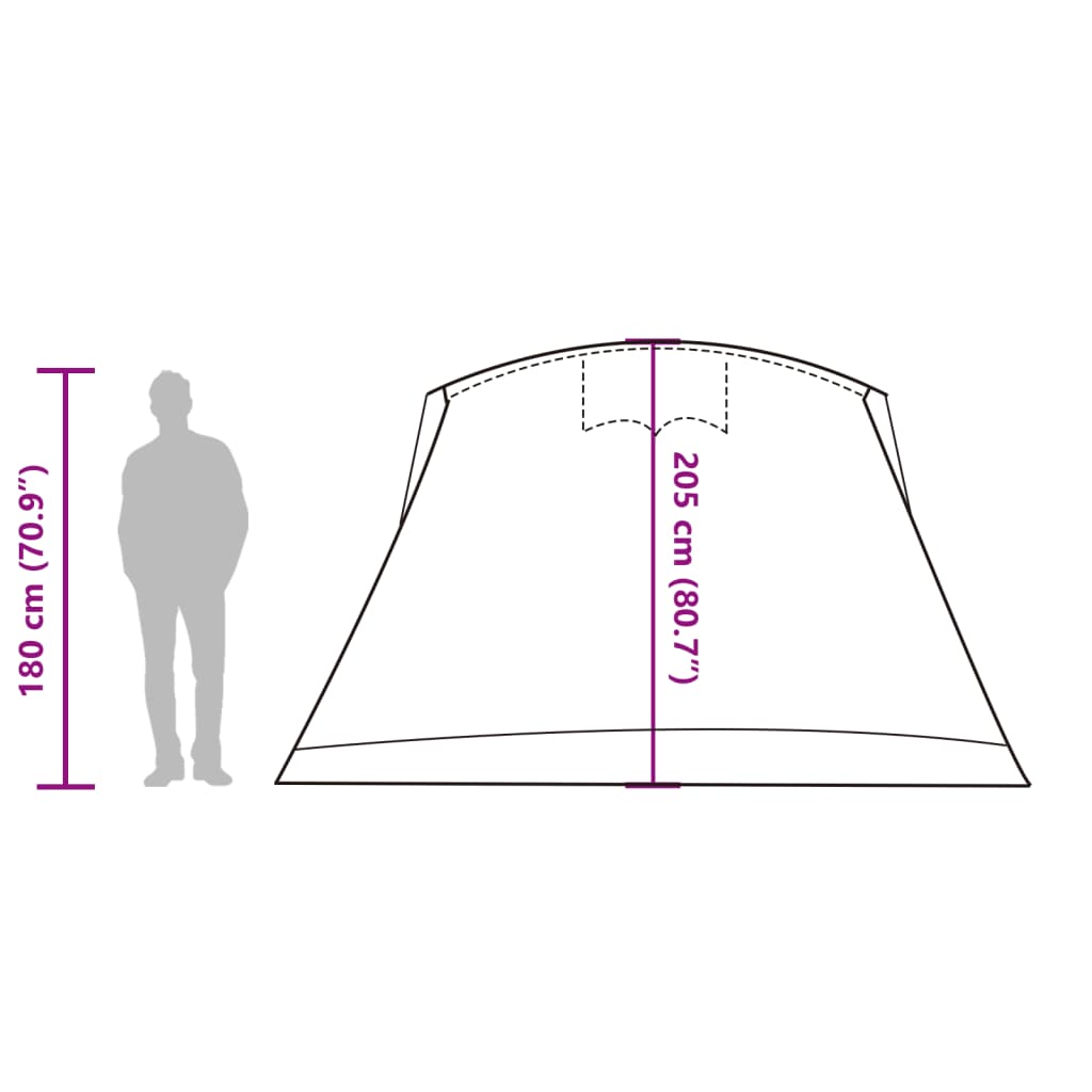 vidaXL Family Tent Tunnel 8-Person Grey and Orange Waterproof